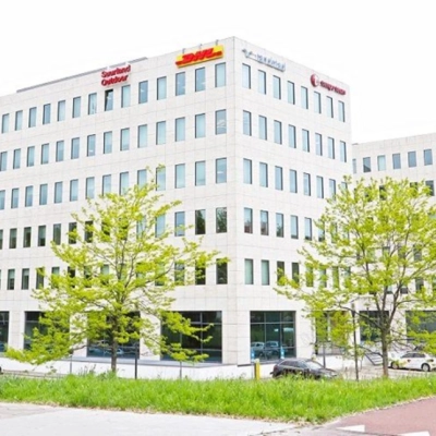 Exterior view of office buildings at Anderlechtstraat 15 in Eindhoven North, available for office space rental.