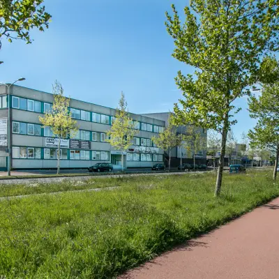 Exterior view of an office building at Waarderweg 19, Haarlem Waarderpolder, available for office space rental.