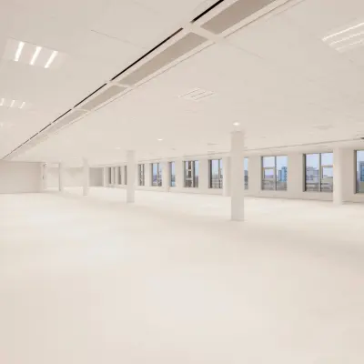 Spacious open office to rent at Siriusdreef 16, Hoofddorp, with large windows offering natural light, ideal for office space rental.