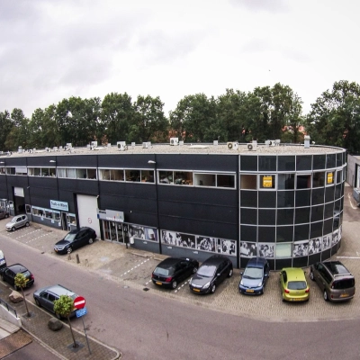 Exterior view of the office building at Fruitweg 22, Leiden, showcasing potential office space rental opportunities.