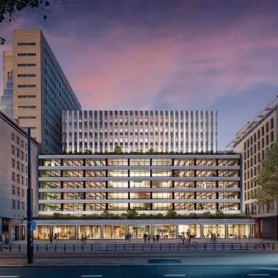 Exterior view of Coolsingel 75, showcasing a modern office building in Rotterdam Center, perfect for office space rental.