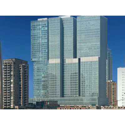 Modern high-rise building at Wilhelminakade 173 in Rotterdam Kop van Zuid, showcasing sleek architecture ideal for office space rental.