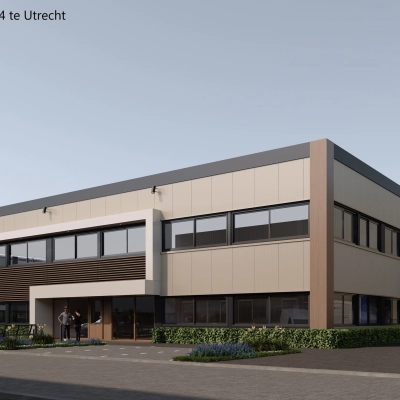 Exterior view of the office building at Zonnebaan 54, Utrecht West, ideal for office space rental.