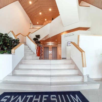 Bright and inviting entrance at Loire 104 - 206, Voorburg, perfect for office space rental with stylish design and ample natural lighting.