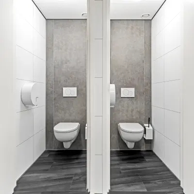 Schone en moderne toiletruimte in kantoor op Maanlander 43, Amersfoort Calveen, beschikbaar voor huur.