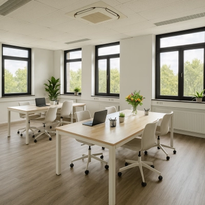Kantoorruimte huren op de Druivenstraat 25-31 in Breda Oost met ruime werkplekken en veel daglicht.