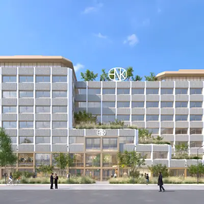 Buitenkant van een modern kantoorpand op Marten Meesweg 101, Rotterdam Alexander, geschikt voor het huren van kantoorruimte.